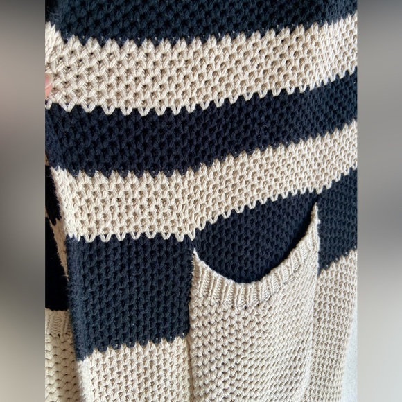 Chaser Long cream and black striped duster open front cardigan - Picture 8 of 13